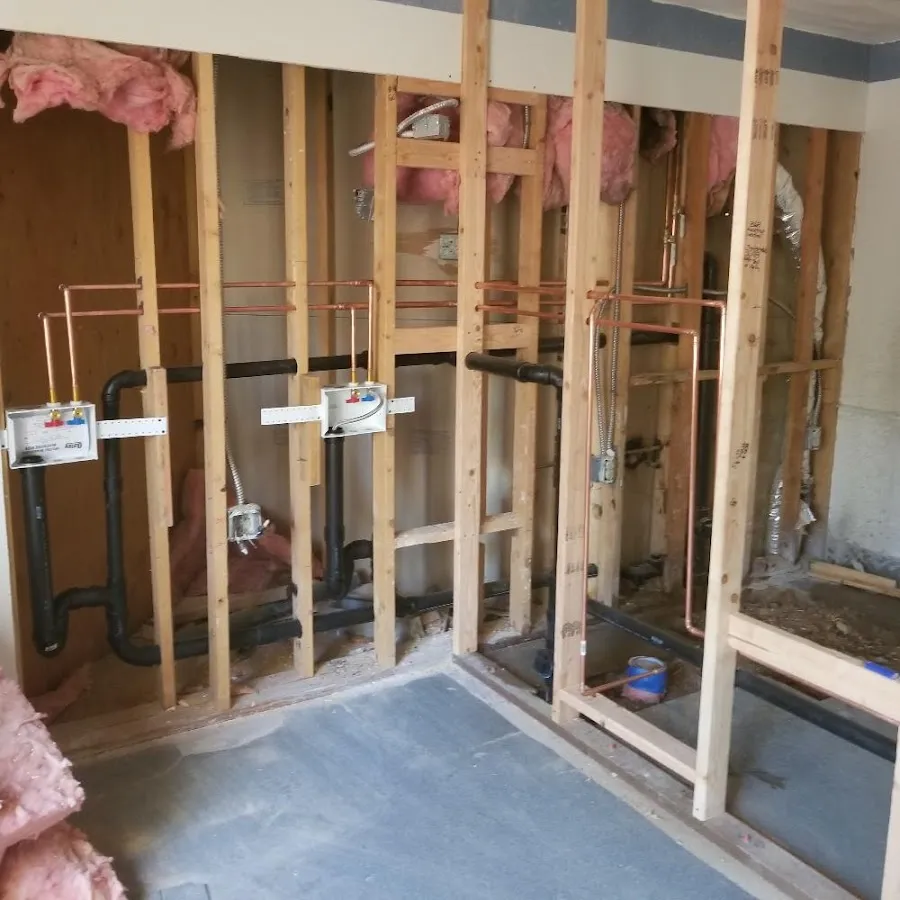 Copper pipe rough-in and plumbing installation in Woodcrest